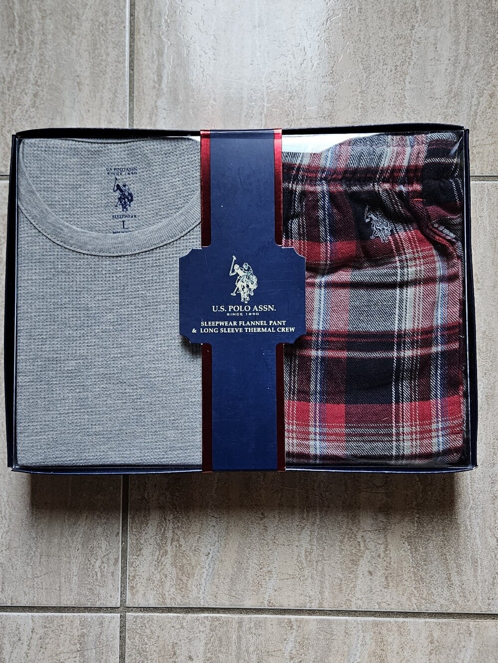 NWT U.S. Polo Assn. Men’s Sleepwear 2-Piece Thermal Top & Flannel Pants Size L